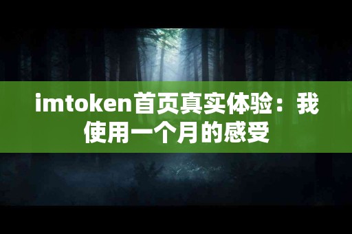 imtoken首页真实体验：我使用一个月的感受